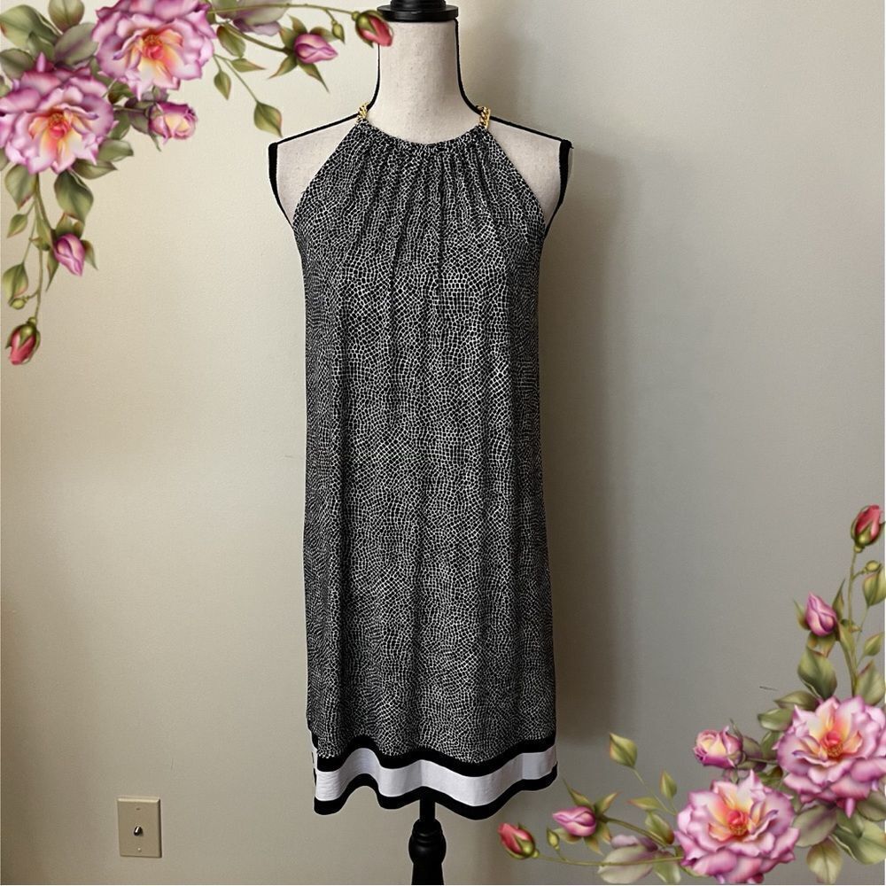 Michael Kors Jersey Halter A-line Loose Fit‎ Dress with Gold Chain Straps